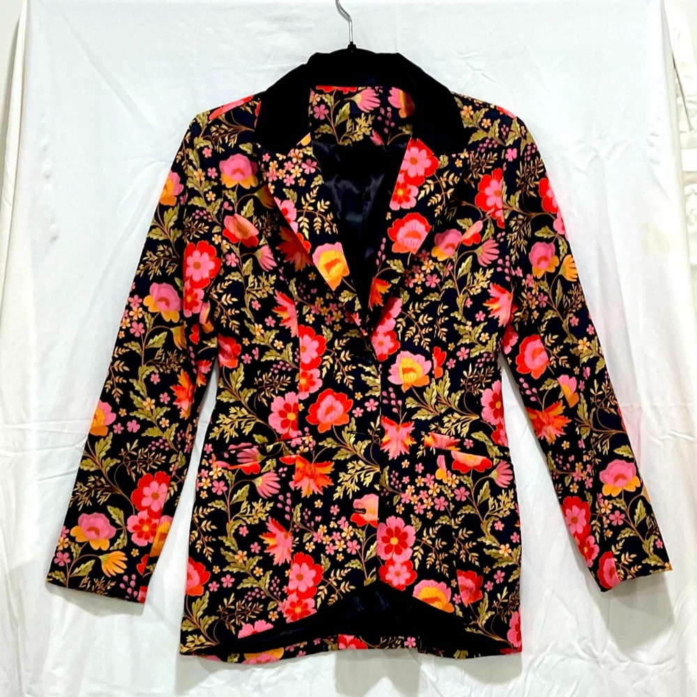 Floral print high-low blazer